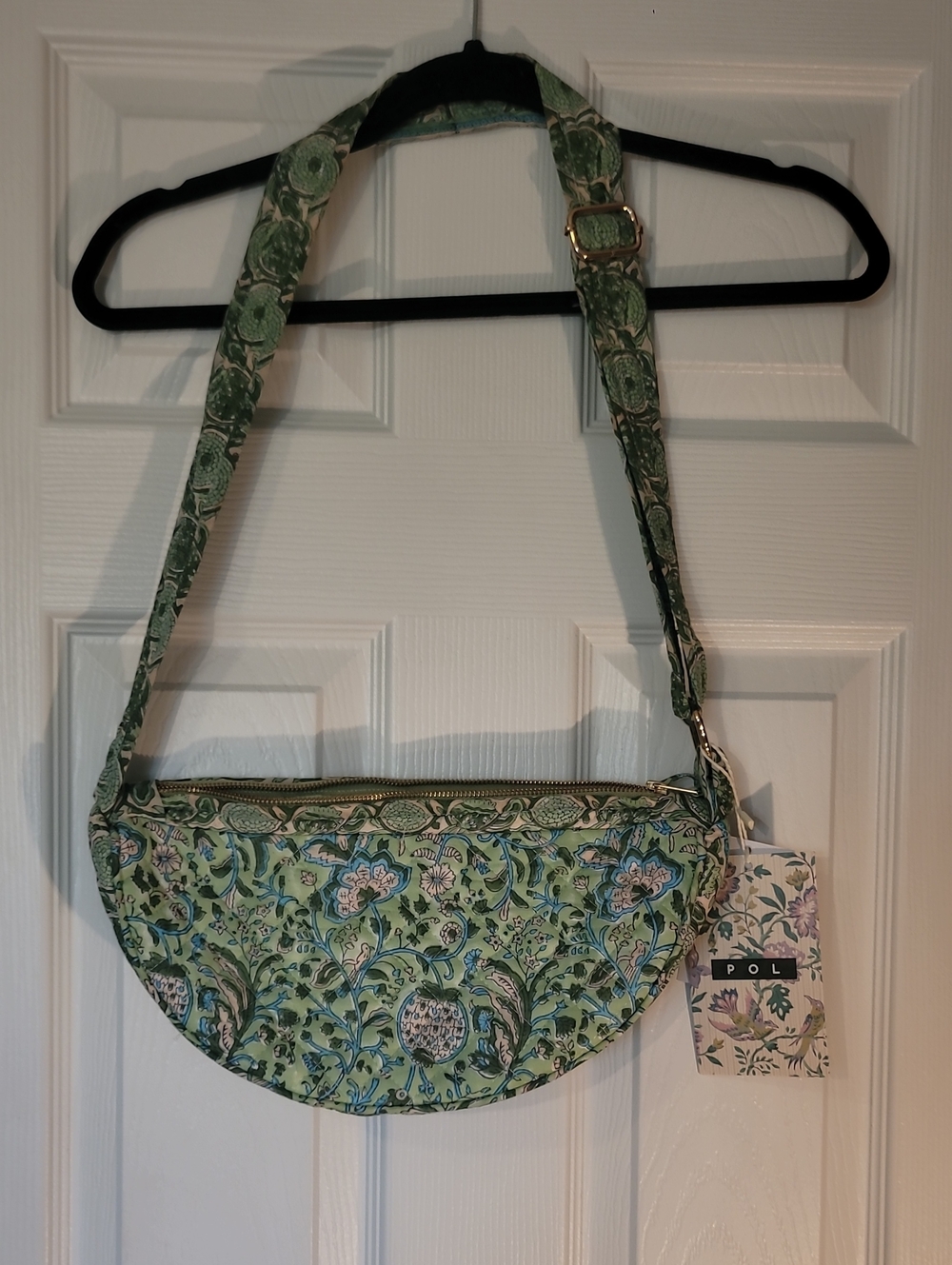 POL Green Floral Crescent Crossbody Bag